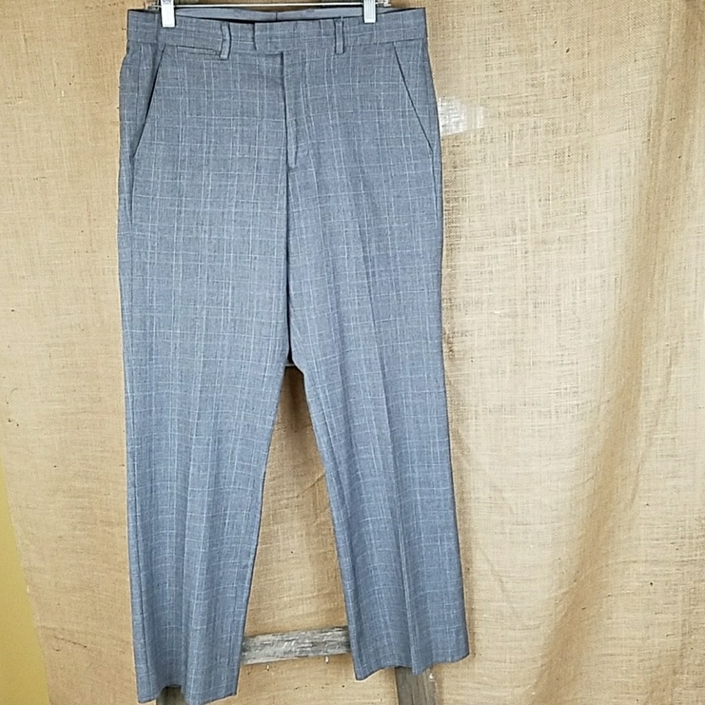 Express Producer women 32/30 career pants plaid gray minimalist‎ office business